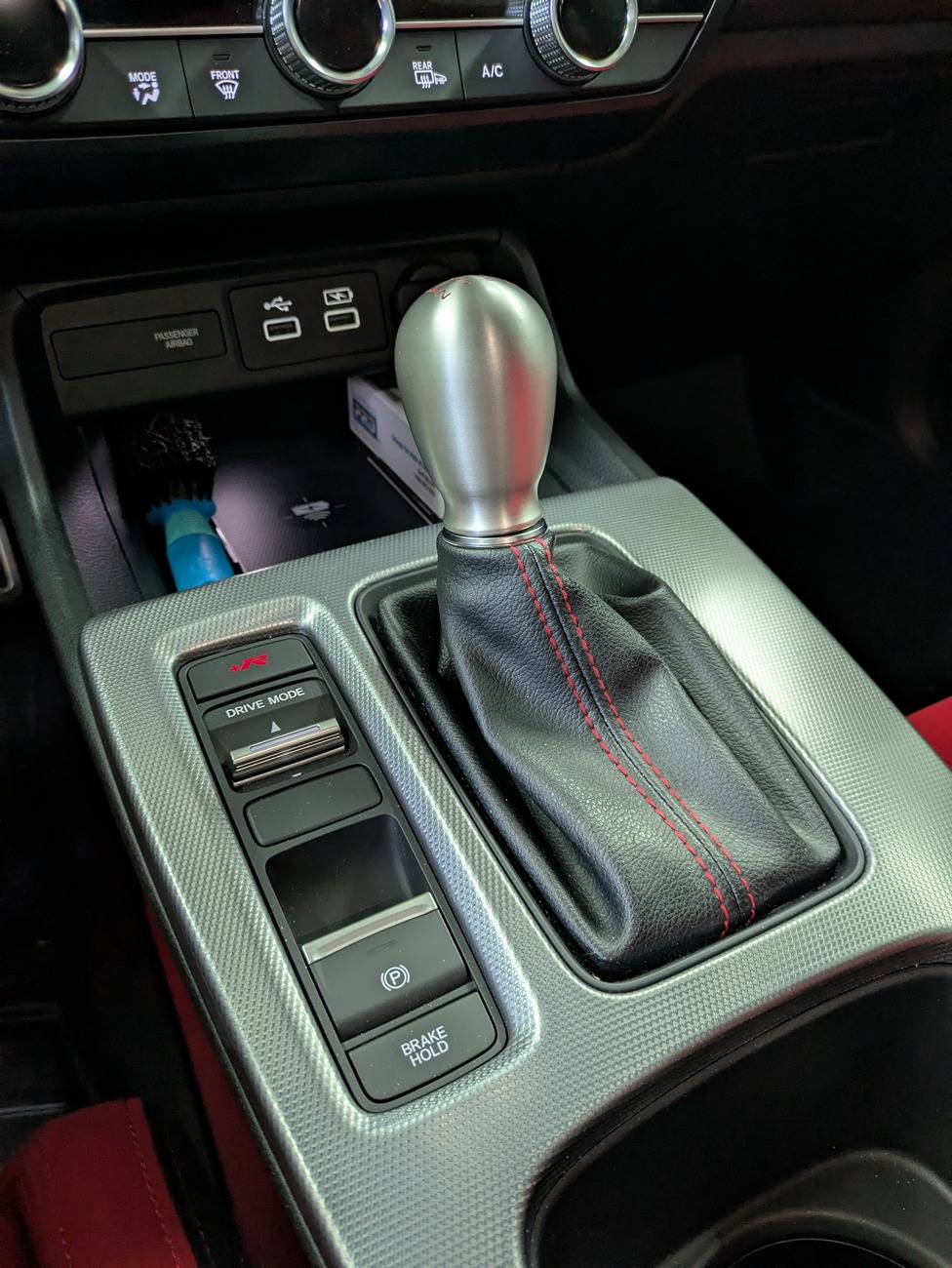 11th Gen Honda Civic Acuity Shift Boot Collar and ESCO-T6 Shift Knob in Red PXL_20250221_223235176