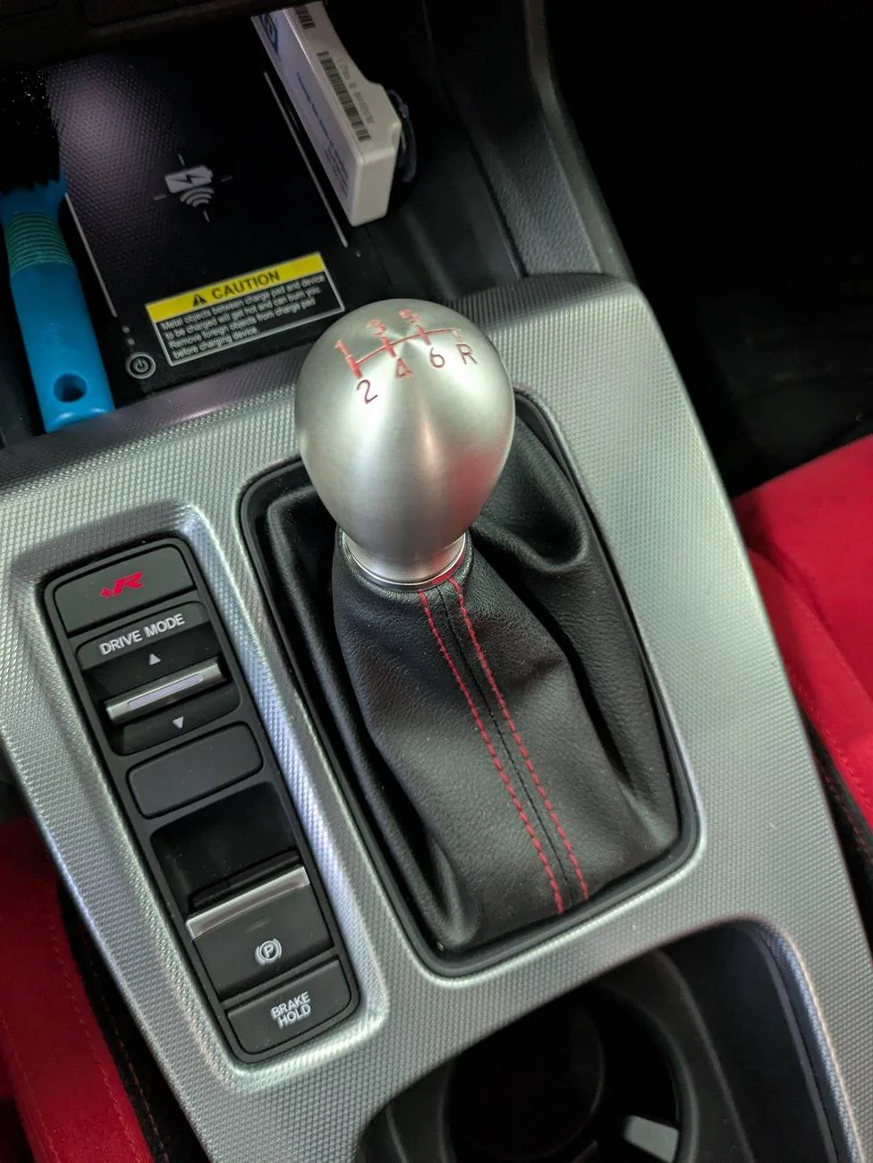 11th Gen Honda Civic Acuity Shift Boot Collar and ESCO-T6 Shift Knob in Red PXL_20250221_223239283