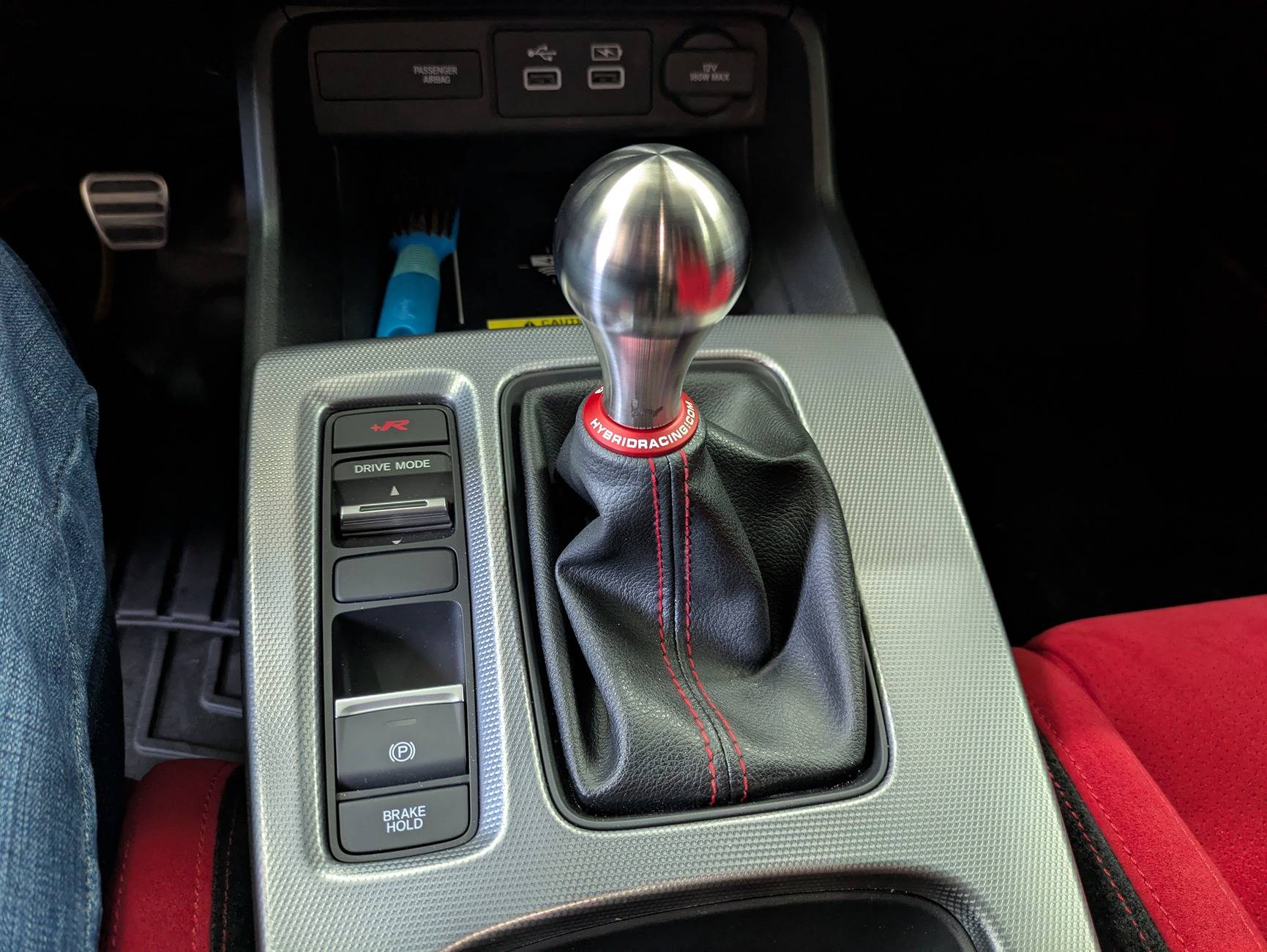 11th Gen Honda Civic Acuity Shift Boot Collar and ESCO-T6 Shift Knob in Red PXL_20250226_190247904