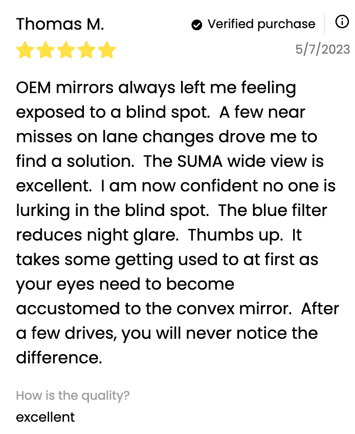 11th Gen Honda Civic Blind Spots?⚡Reduce Blind Spots & Glare⚡SUMA Mirror Customer's Reviews Screen Shot 2024-02-24 at 7.35.24 AM
