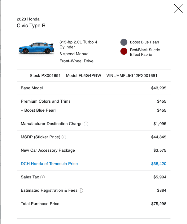 11th Gen Honda Civic The FL5 Dealer ADM Markup Thread Screenshot 2023-05-21 at 7.57.40 AM
