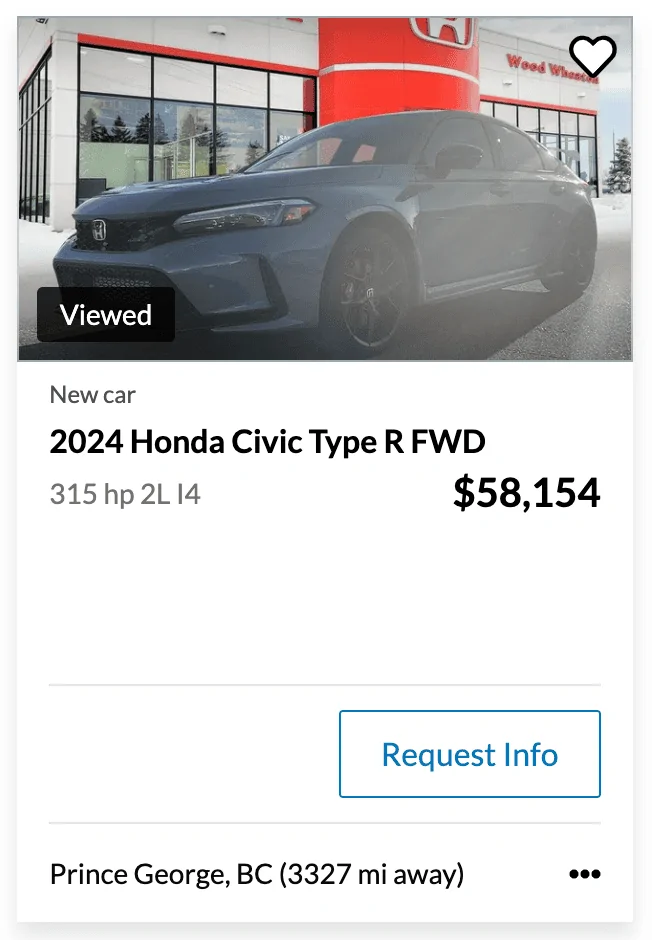 11th Gen Honda Civic Canadian dealer asked what colour Type R I want Screenshot 2024-01-03 at 6.55.43 PM