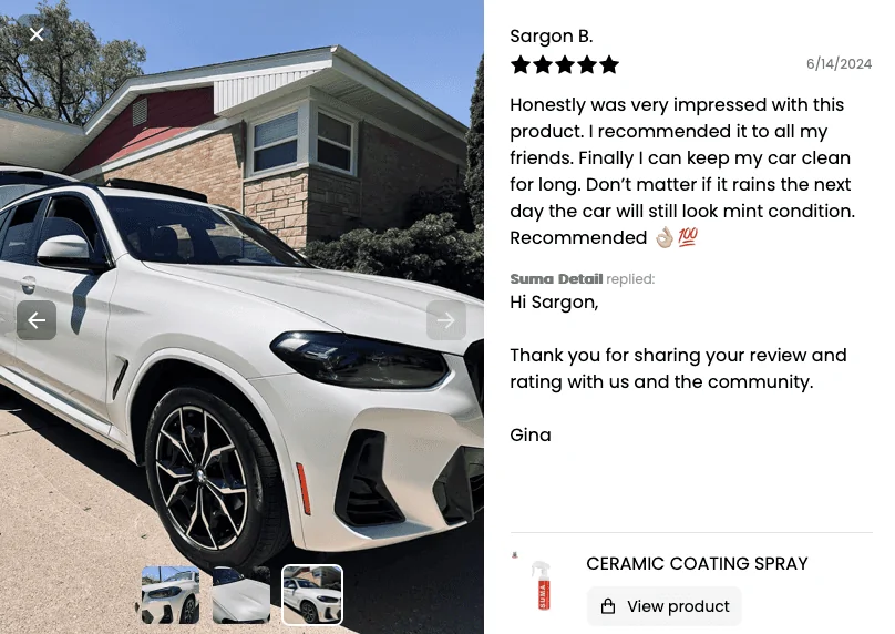 11th Gen Honda Civic SUMA Ceramic Coating Spray | Customer's Reviews Screenshot 2024-06-24 at 12.49.51 AM