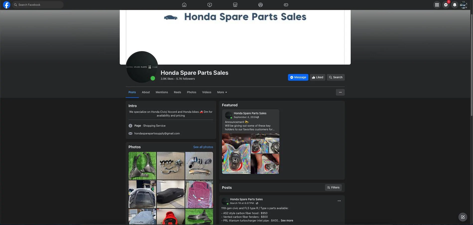 11th Gen Honda Civic Honda Spare Parts Sales (Facebook) Legit or Scam? Screenshot 2025-03-21 at 9.46.04 AM