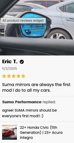 11th Gen Honda Civic Blind Spots?⚡Reduce Blind Spots & Glare⚡SUMA Mirror Customer's Reviews Screenshot 2025-05-14 at 12.08.14 PM