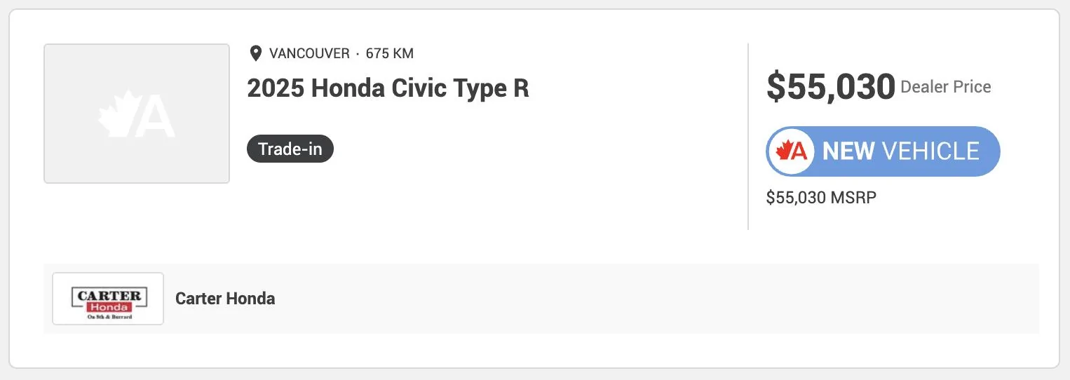 11th Gen Honda Civic Canadian dealer asked what colour Type R I want Screenshot 2025-05-22 at 10.17.22 AM