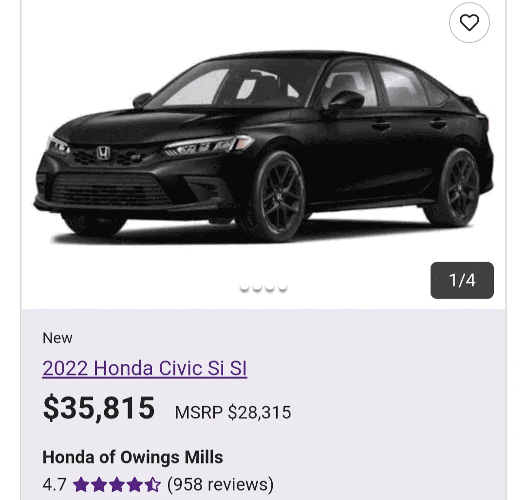11th Gen Honda Civic The 2022 Honda Civic Si Joins The Dealer Price Markup Circus - Article Screenshot_20211223-180956-402