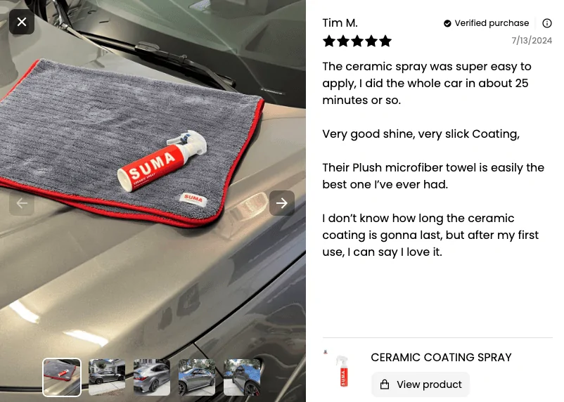 11th Gen Honda Civic SUMA Ceramic Coating Spray | Customer's Reviews Screenshot_2024-07-13_at_9.08.54_AM
