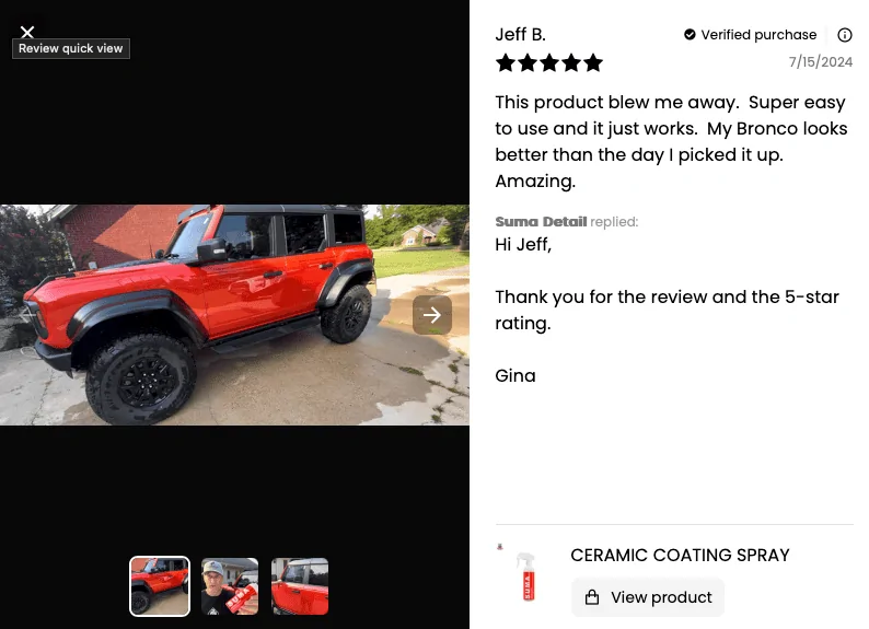 11th Gen Honda Civic SUMA Ceramic Coating Spray | Customer's Reviews Screenshot_2024-07-15_at_9.40.20_PM