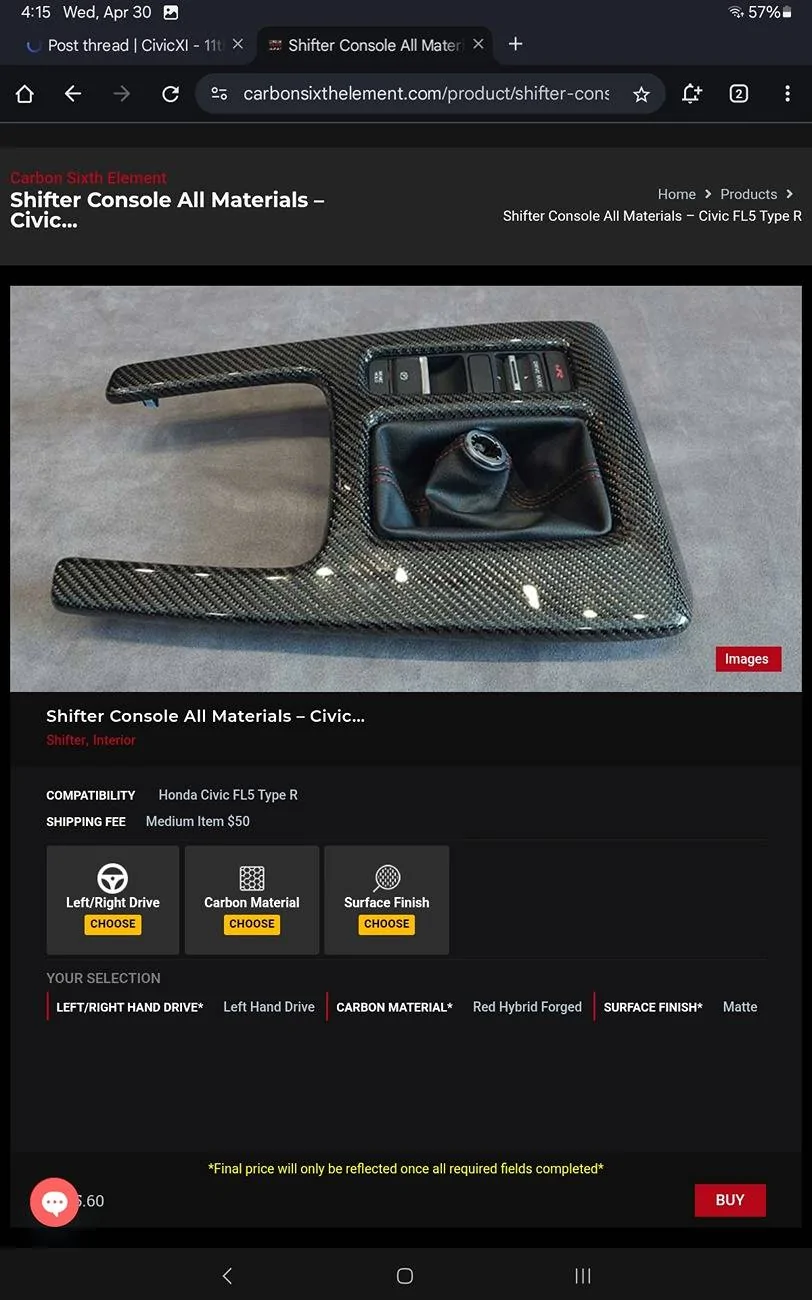 11th Gen Honda Civic Carbon sixth element hybrid forged red carbon? Screenshot_20250430_161541_Chrom