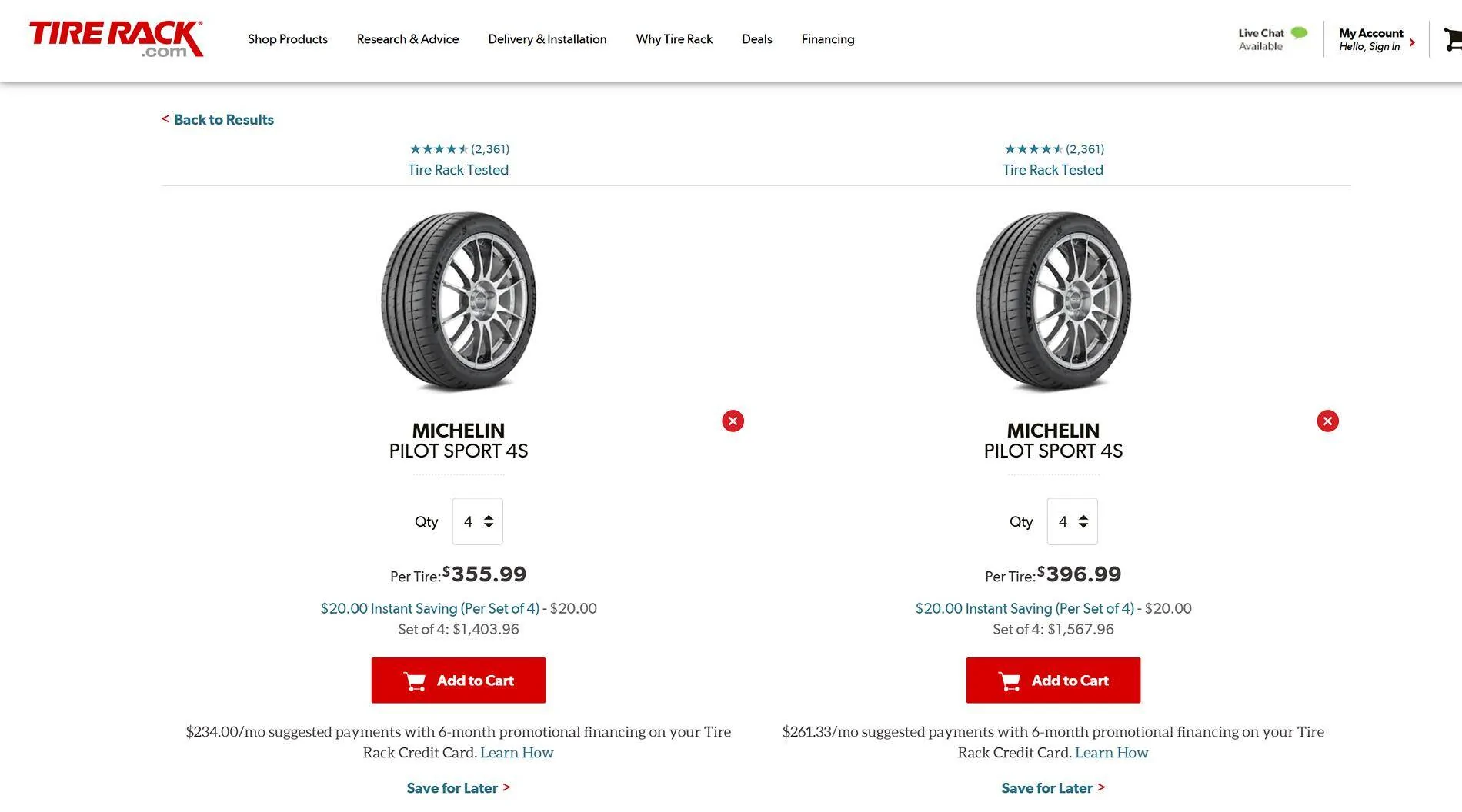 11th Gen Honda Civic Pilot Sport 4S OE vs "Retail" Pricing tire rack