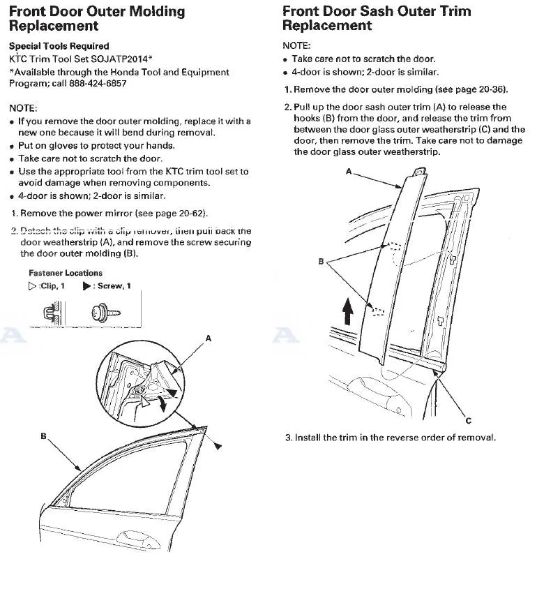11th Gen Honda Civic Front Left Door - Center Pillar Garnish trim removal