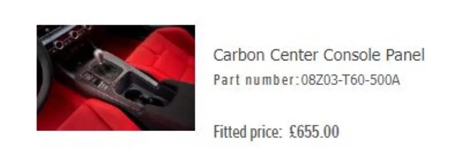 11th Gen Honda Civic CTR Initial Mods UK Carbon Center Console cover FL5 resiz
