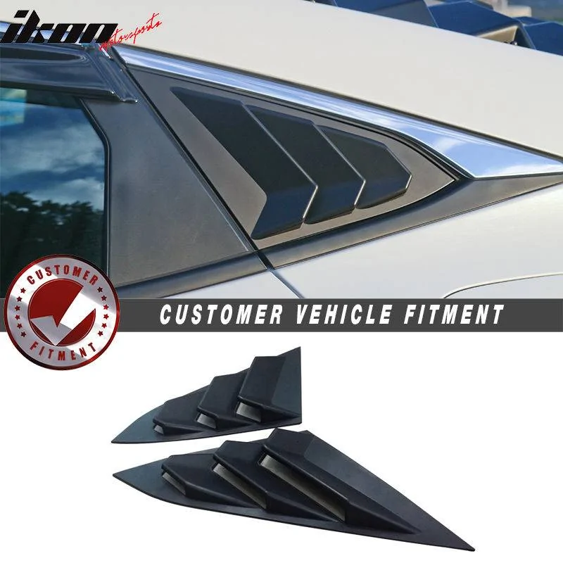 11th Gen Honda Civic 16-17 Civic 10th Gen Sedan - 4D Rear Quarter Panel Window Side Louvers (ABS) - WDL-HC164 WDL-HC164-1