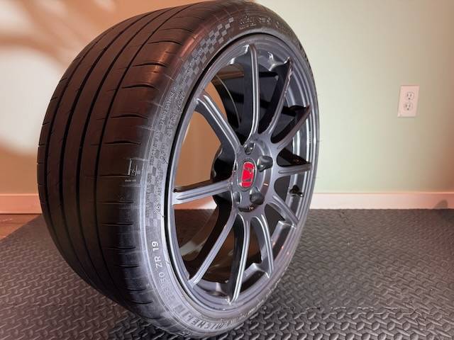 11th Gen Honda Civic OEM Type R Forged Wheels with Michelin Pilot Sport 4S Tires wheel 1 angl