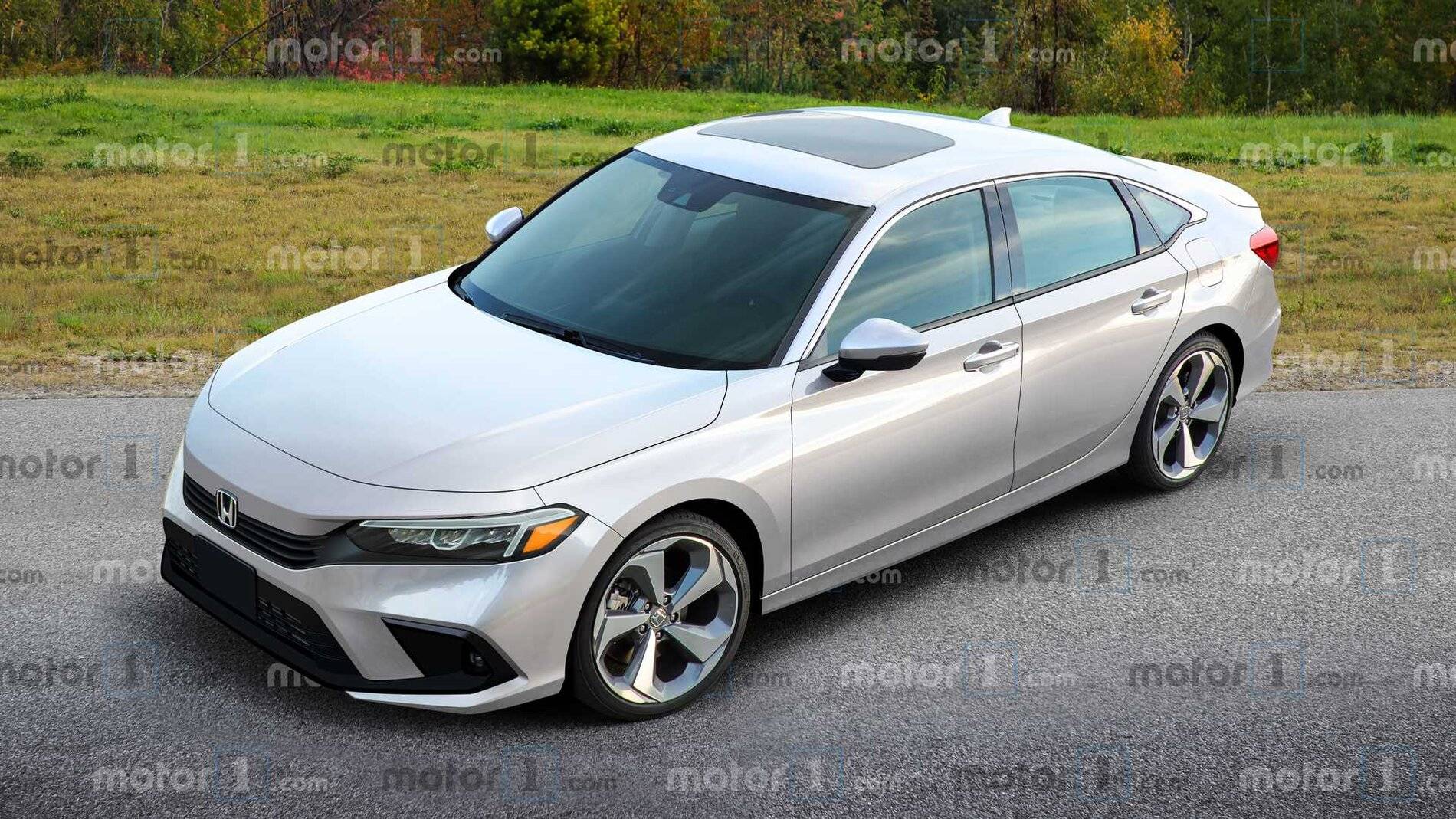 11th Gen Honda Civic New 2022 Civic XI Sedan Renderings (Motor1) white-2022-honda-civic-sedan-renderin