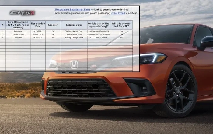 Reserved your 2022 Civic Si? -- Add it to CivicXI Reservations Tracking List & Stats [Enter Yours!]